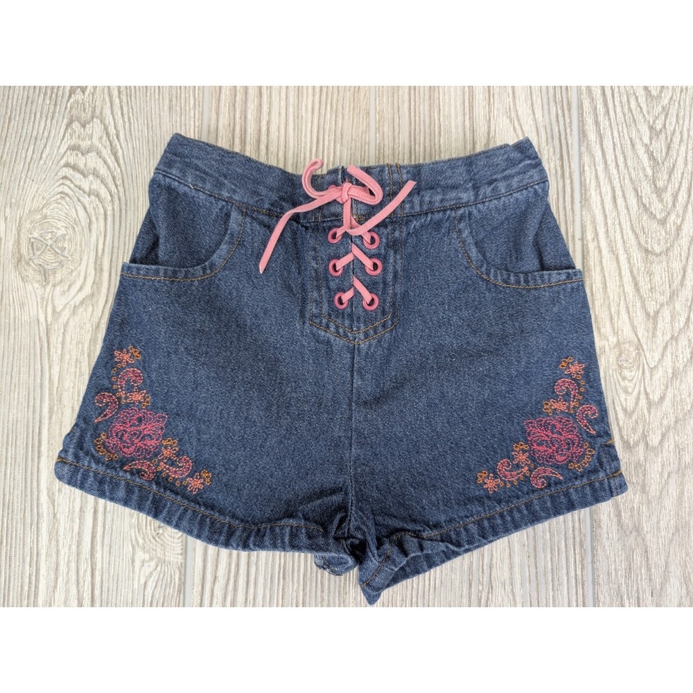 Vintage Y2K Mary Kate & Ashley Jean Shorts 24 Months Pink Embroidered Kidcore